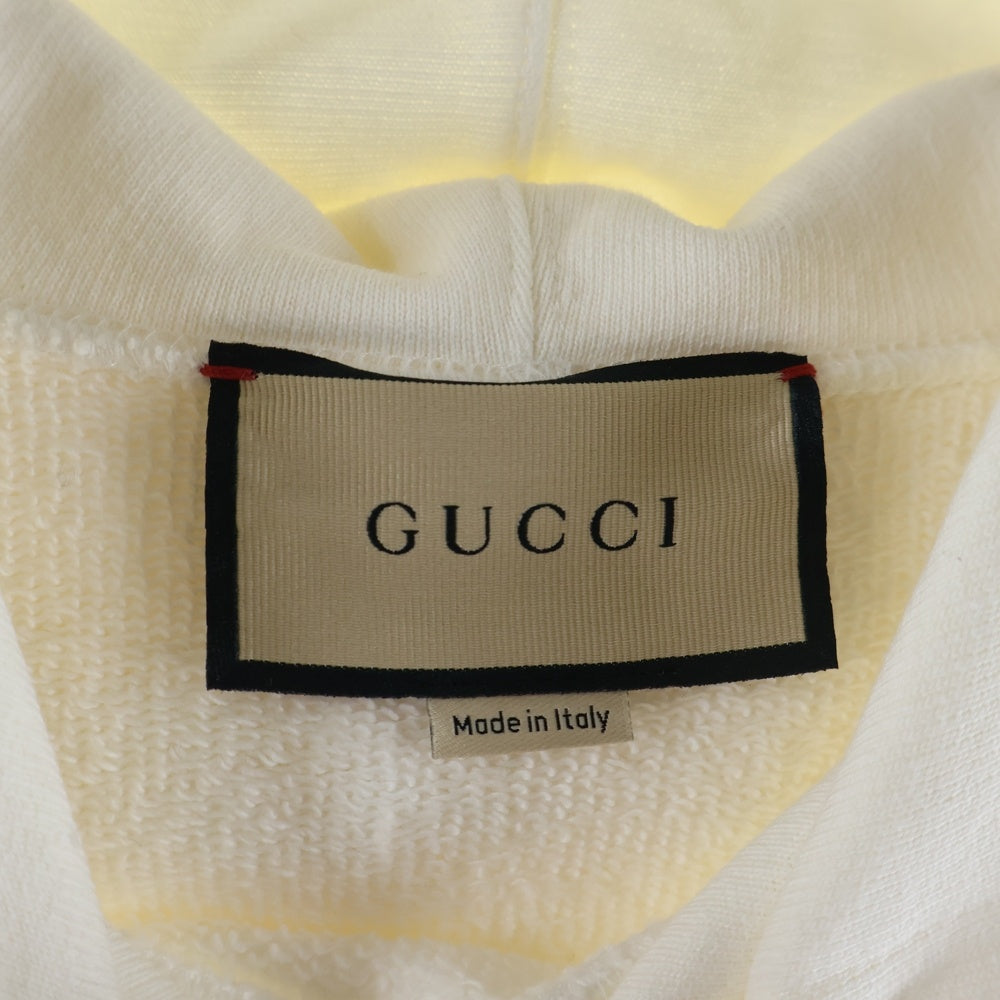 GUCCI(グッチ) 24AW FIRENZE 1921 HOODED SWEAT SHIRT フリンジ ロゴプリント プルオーバースウェットパーカー フーディー ホワイト 646953 XJD70