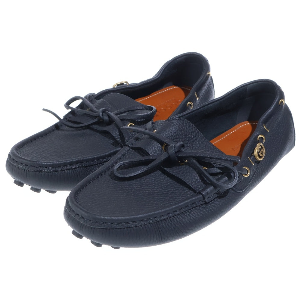 GUCCI(グッチ) DRIVER LOAFERS ドライバー インターロッキングG モカシン ローファー ブラック 780143