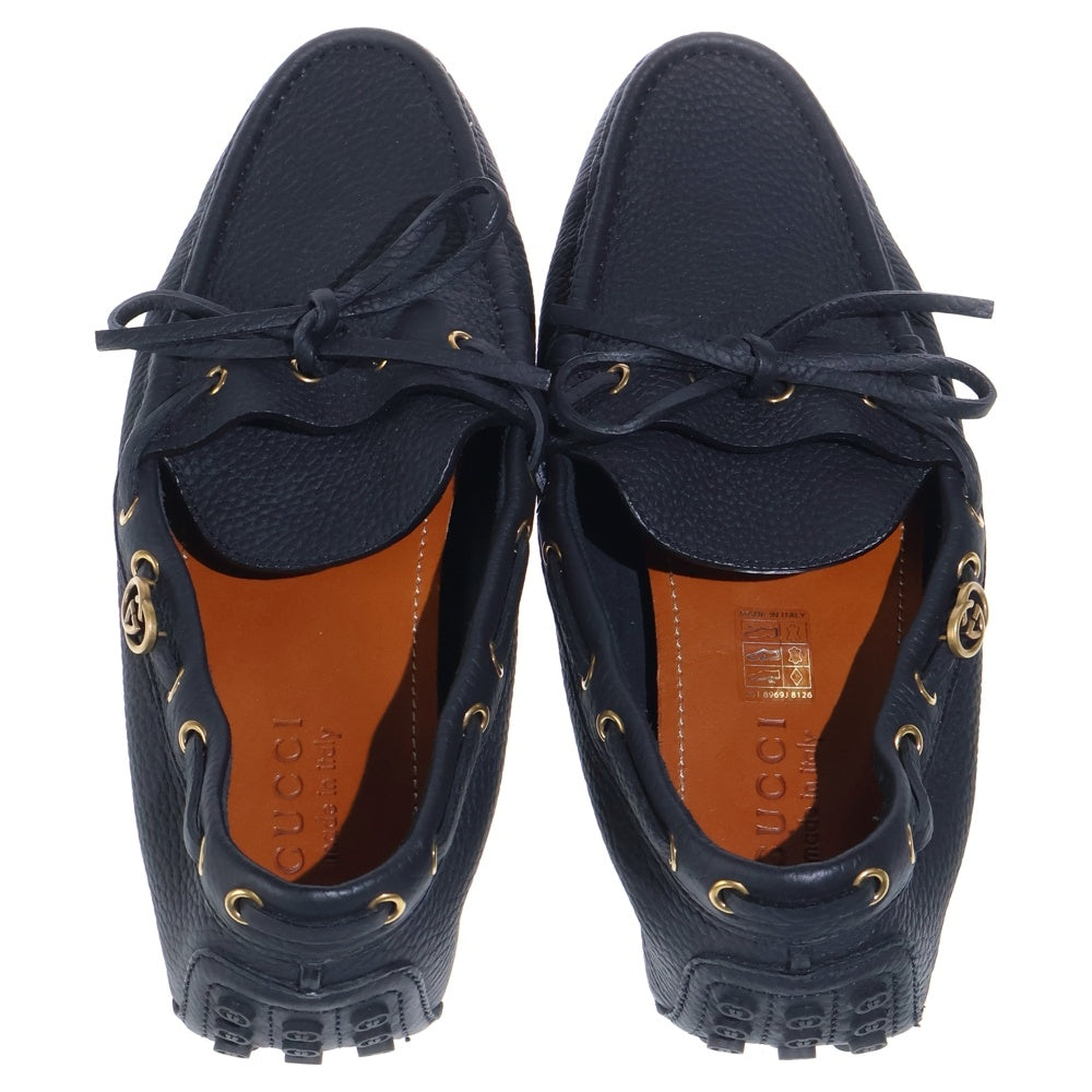 GUCCI(グッチ) DRIVER LOAFERS ドライバー インターロッキングG モカシン ローファー ブラック 780143