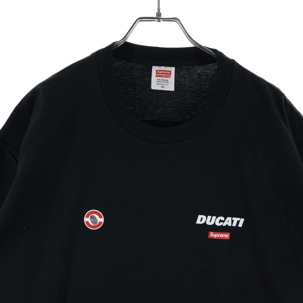 SUPREME(シュプリーム) 24SS ×Ducati Logos Tee ドゥカティ 両面ロゴプリント クルーネック Tシャツ 半袖カットソー ブラック