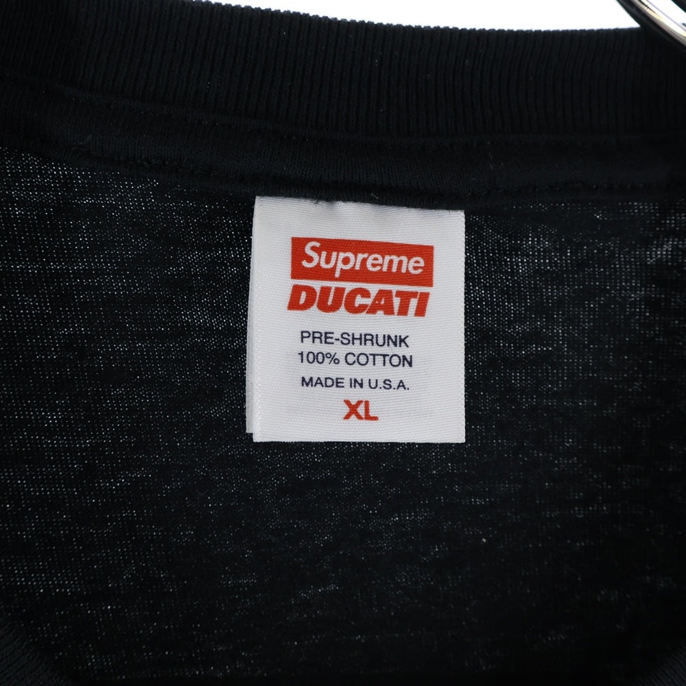 SUPREME(シュプリーム) 24SS ×Ducati Logos Tee ドゥカティ 両面ロゴプリント クルーネック Tシャツ 半袖カットソー ブラック