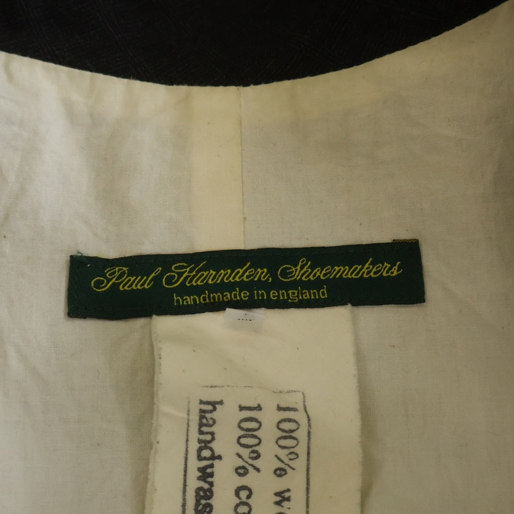 Paul Harnden(ポールハーデン) Mens Blazer ストライプ リネン ピークドラペル スタンドカラー ノーベント 4B テーラードジャケット ブレザー グレー/ブラック