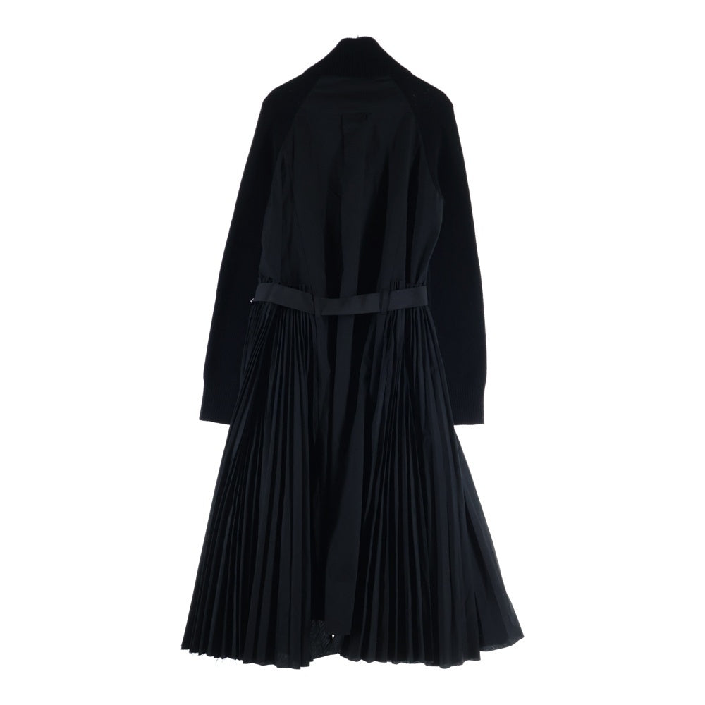 Sacai(サカイ) タートルネックニット 切替 シャツワンピース レディース ブラック SCW-044