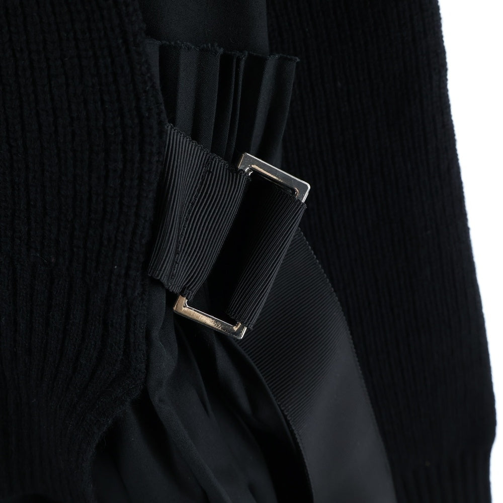 Sacai(サカイ) タートルネックニット 切替 シャツワンピース レディース ブラック SCW-044