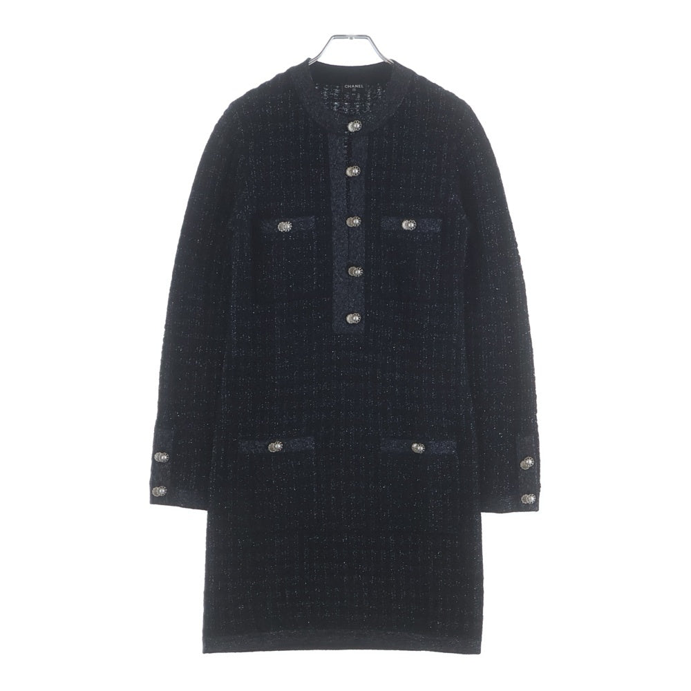 CHANEL(シャネル) ツイード パールボタン ニットワンピース レディース ネイビー P65122K60974