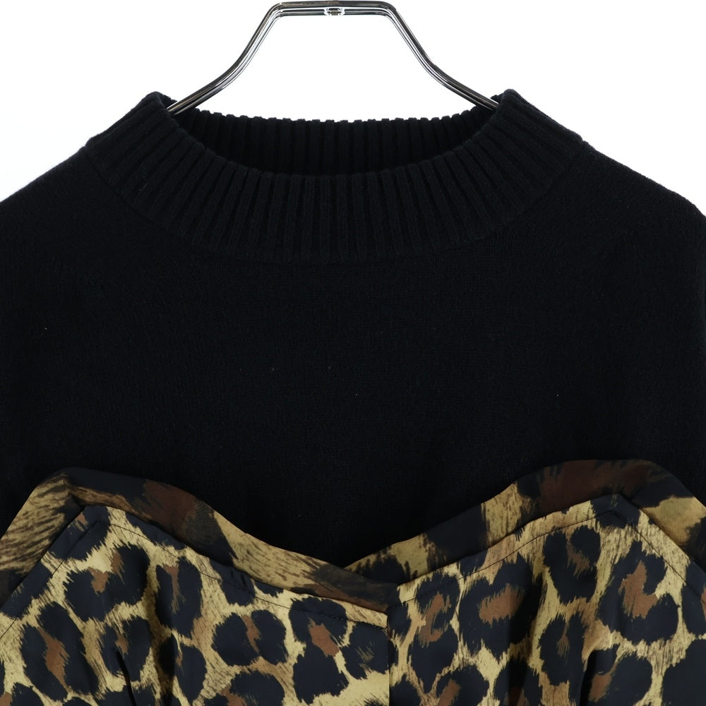 Sacai(サカイ) 22SS Leopard Print Knit Pullover レオパードプリント プルオーバーニット レディース ブラック/ブラウン 22-06354