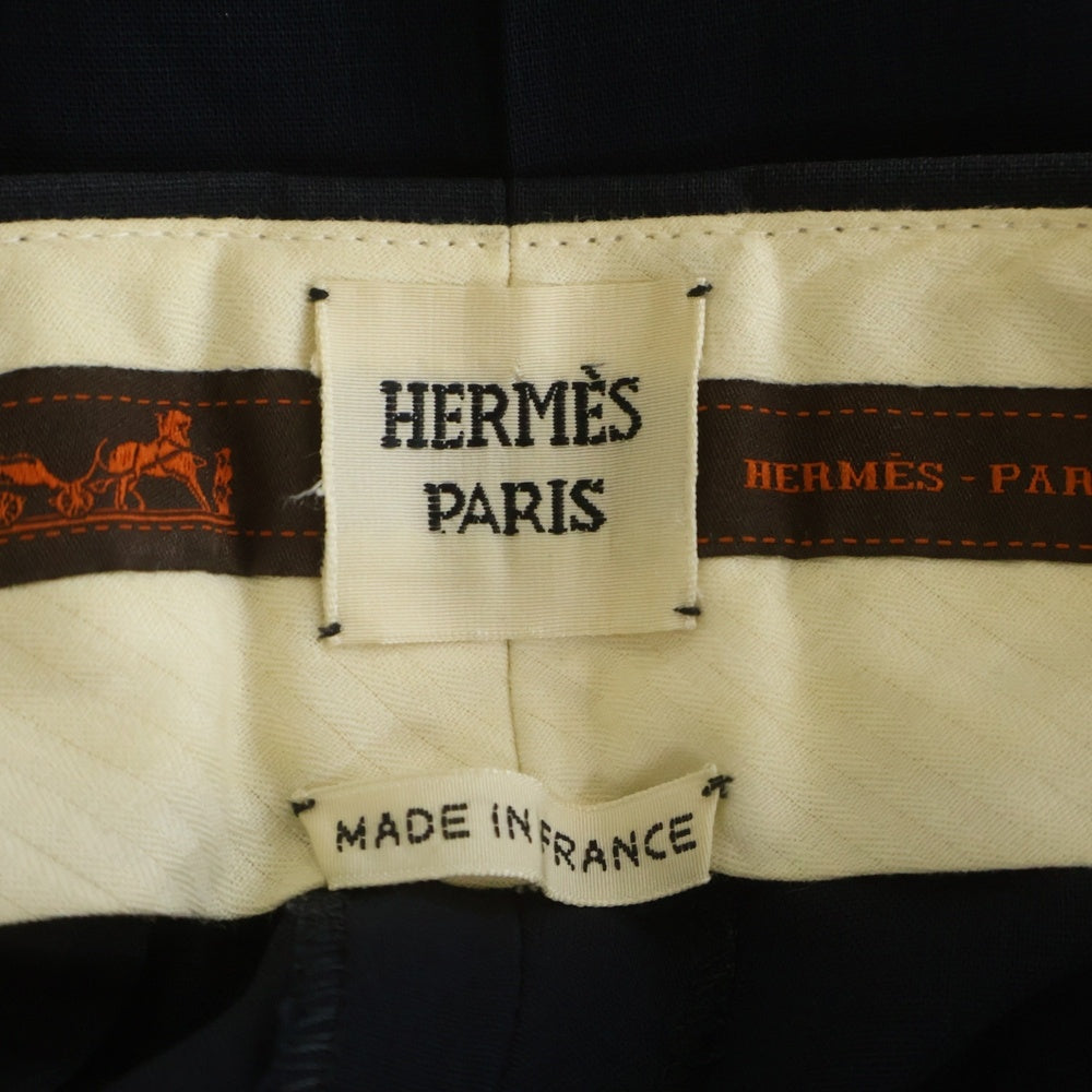 HERMES(エルメス) ウール 4タック クロップドパンツ ボトムス レディース ネイビー