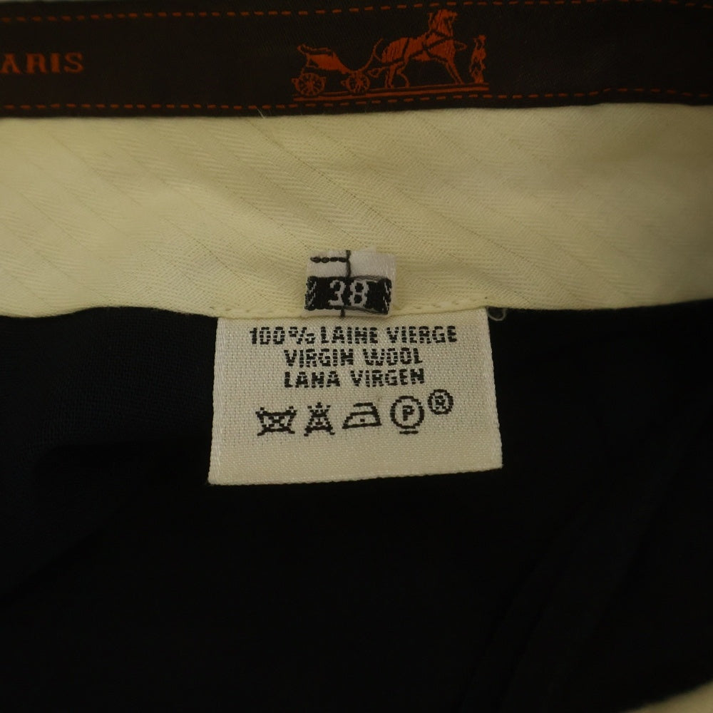 HERMES(エルメス) ウール 4タック クロップドパンツ ボトムス レディース ネイビー