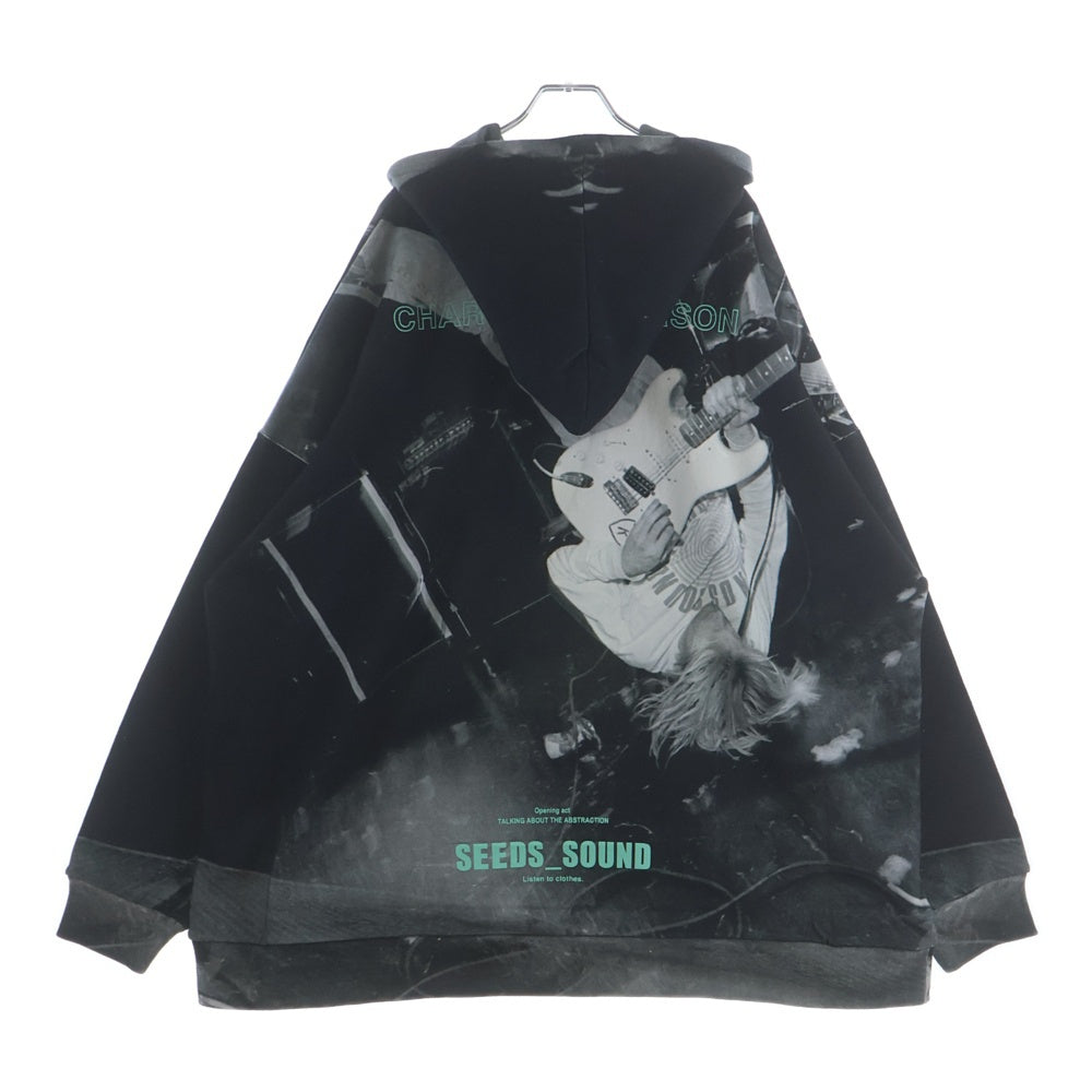 TALKING ABOUT THE ABSTRACTION(トーキング アバウト ザ アブストラクション) CHALES PHOTO PARKA A フォトプリント オーバーサイズ スウェット プルオーバーパーカー ブラック SS-PPK-001A