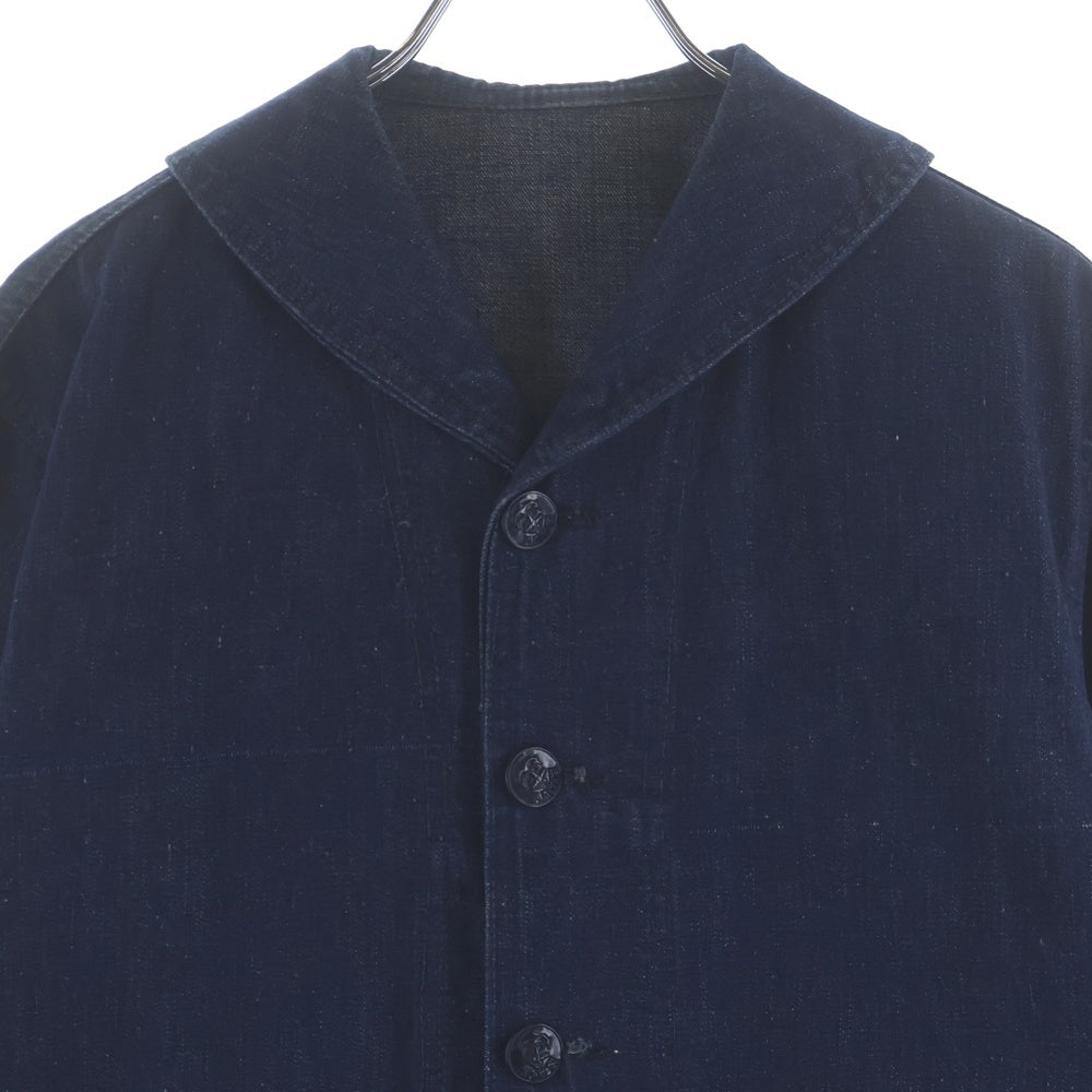 VINTAGE(ヴィンテージ) 40S US NAVY USN ユーエスネイビー ショールカラー ヘチマ襟 濃紺 デニムジャケット ヴィンテージ カバーオール アンカーチェンジボタン インディゴ
