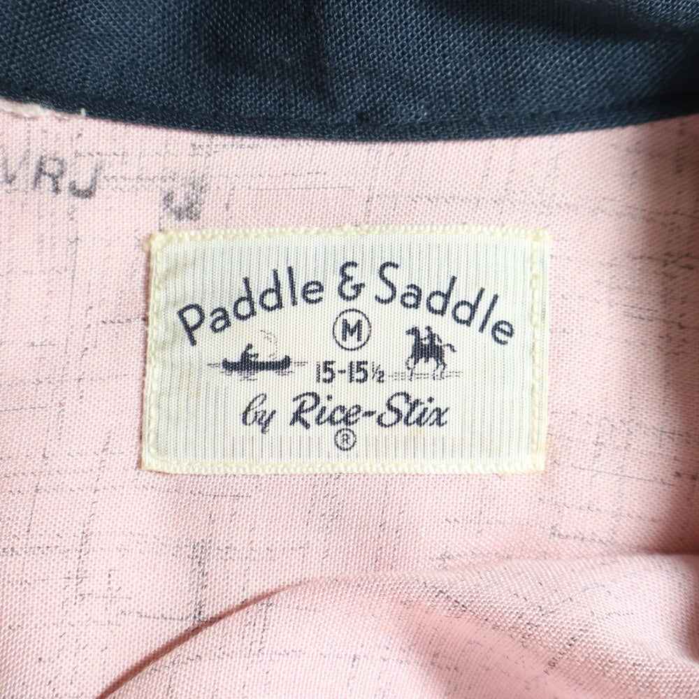 VINTAGE(ヴィンテージ) 50S-60S VINTAGE Paddle & Saddle レーヨンギャバ カスリ ヴィンテージ 長袖シャツ ピンク/ブラック