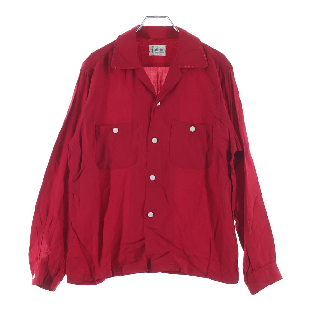 VINTAGE(ヴィンテージ) 50S VINTAGE FLAMINGO SPORTSWEAR フラミンゴスポーツウェア ヴィンテージ レーヨンギャバ 長袖シャツ レッド