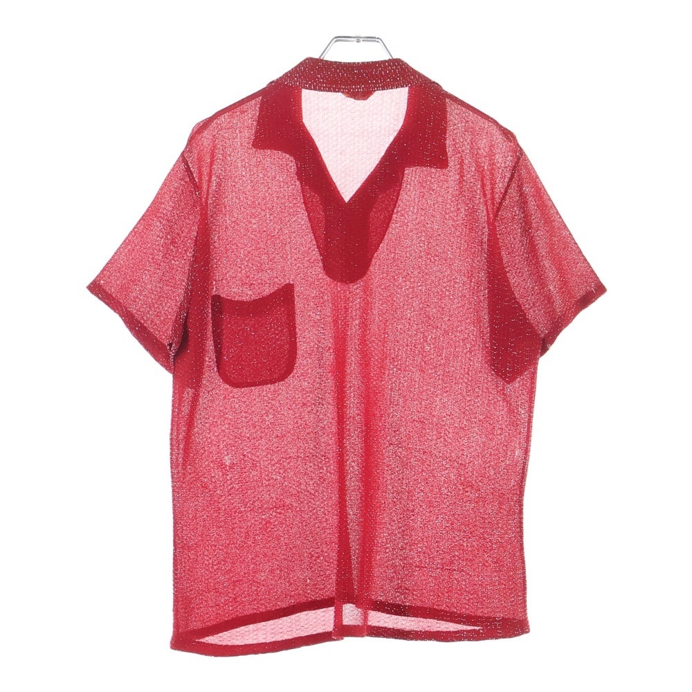 VINTAGE(ヴィンテージ) 50S VINTAGE シアー ハーフボタン ヴィンテージ 半袖ラメシャツ レッド