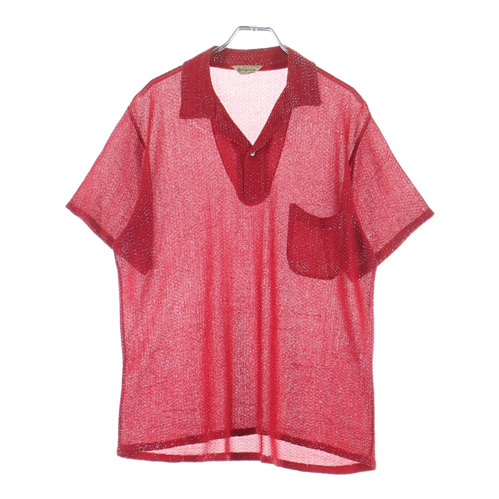 VINTAGE(ヴィンテージ) 50S VINTAGE シアー ハーフボタン ヴィンテージ 半袖ラメシャツ レッド