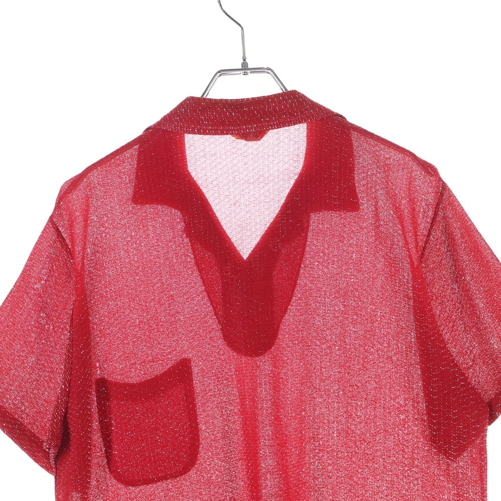 VINTAGE(ヴィンテージ) 50S VINTAGE シアー ハーフボタン ヴィンテージ 半袖ラメシャツ レッド