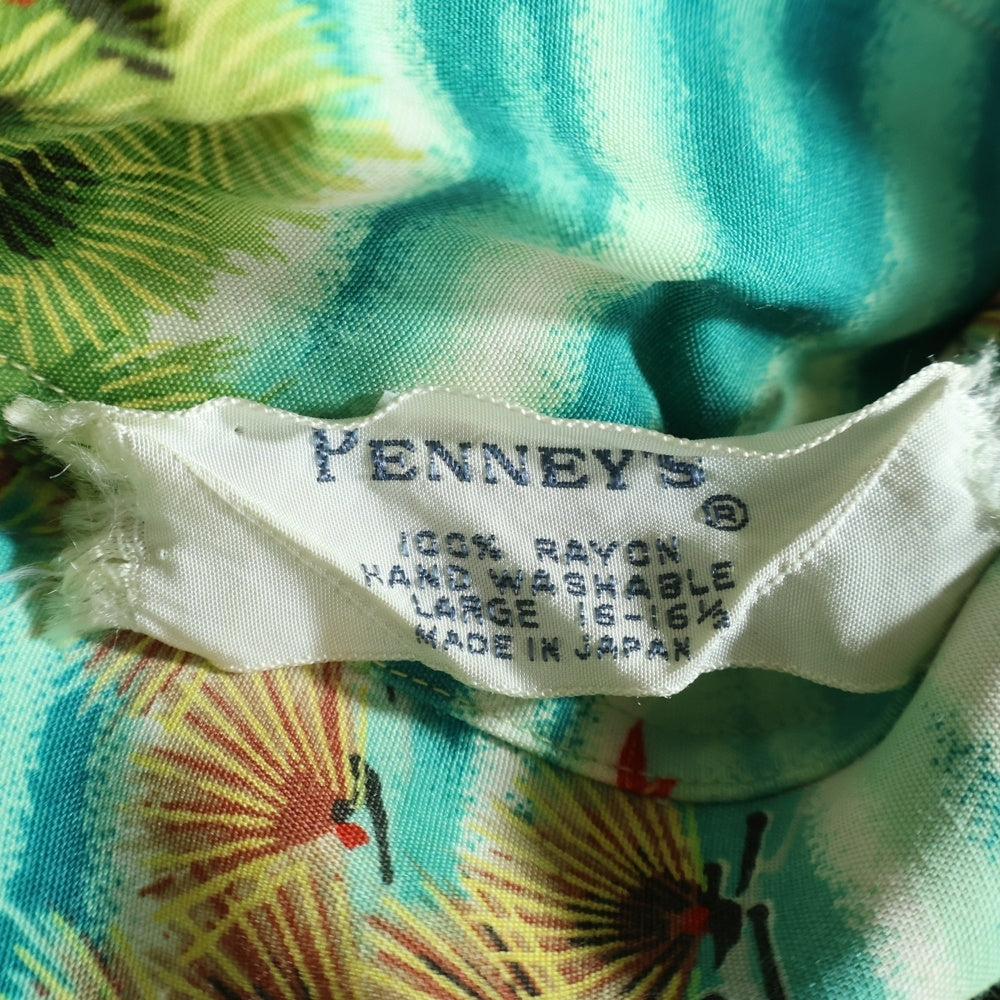 VINTAGE(ヴィンテージ) 60S VINTAGE PENNY'S ペニーズ 総柄 半袖 レーヨン ヴィンテージ アロハシャツ グリーン