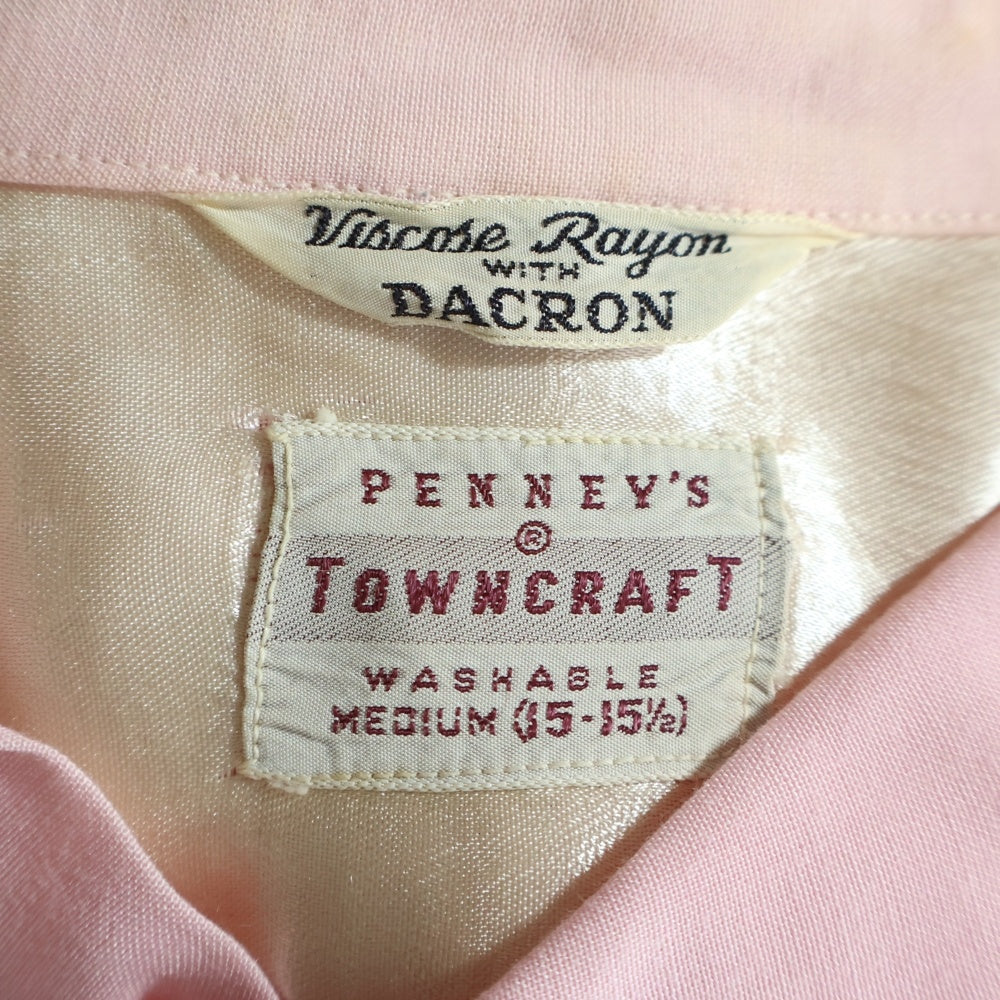 VINTAGE(ヴィンテージ) 50S VINTAGE PENNY'S TOWNCRAFT ペニーズ タウンクラフト レーヨンギャバ オープンカラー 長袖シャツ ピンク