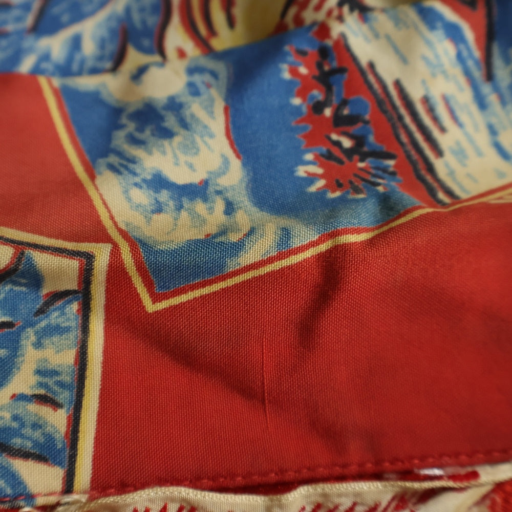 VINTAGE(ヴィンテージ) 50S VINTAGE HAUOLI KAMAAINA ヴィンテージ パネル状絵柄 アロハシャツ レッド