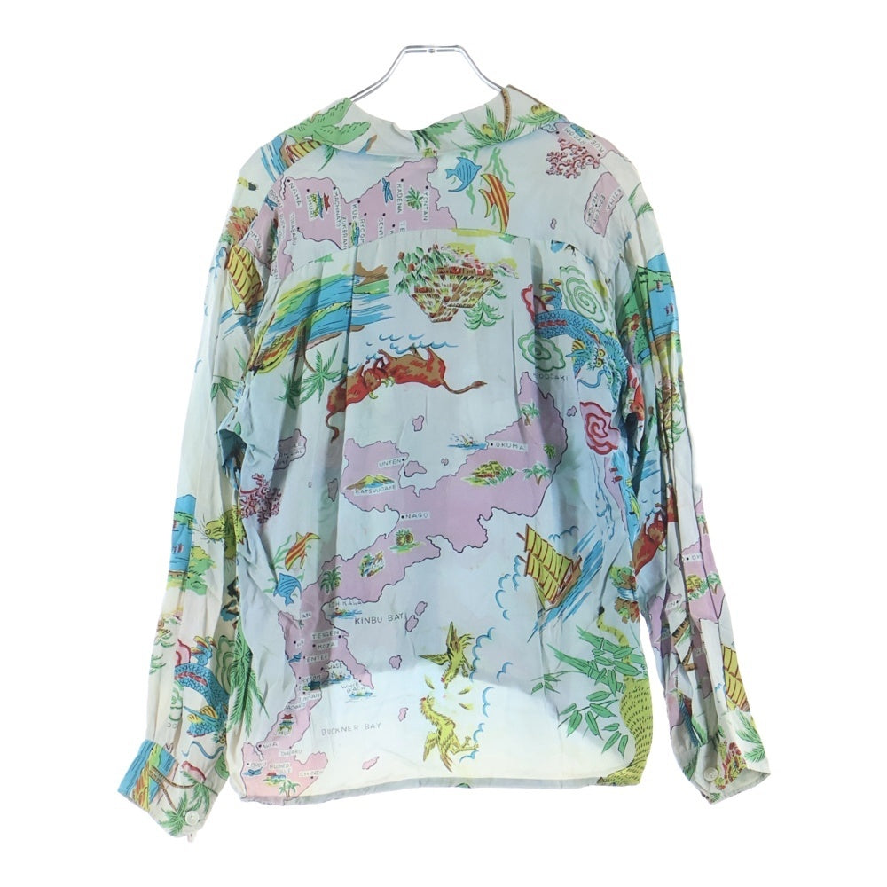 VINTAGE(ヴィンテージ) 70S VINTAGE ヴィンテージ レーヨン 沖縄 長袖アロハシャツ ブルー