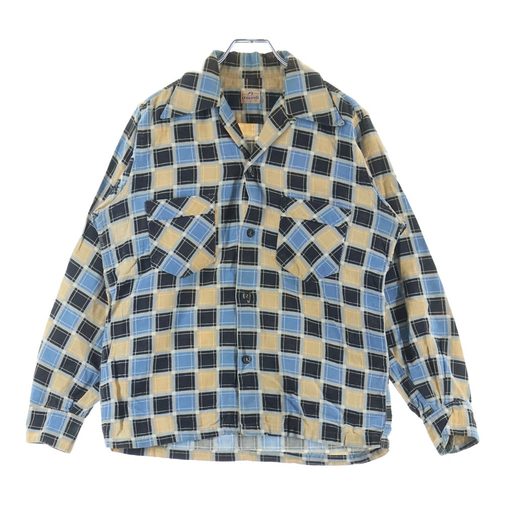VINTAGE(ヴィンテージ) 70S VINTAGE SEAWANEE ヴィンテージ ブロックチェック オープンカラー長袖シャツ マルチカラー