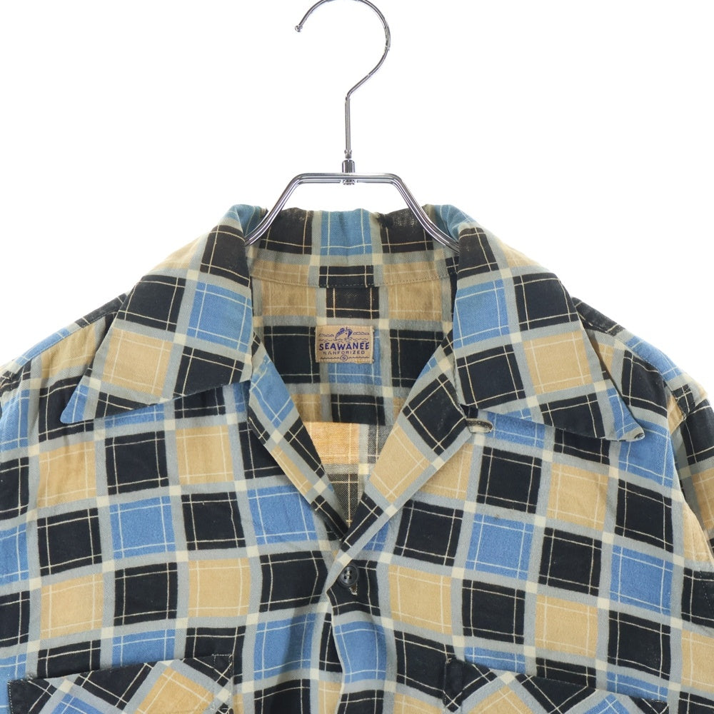 VINTAGE(ヴィンテージ) 70S VINTAGE SEAWANEE ヴィンテージ ブロックチェック オープンカラー長袖シャツ マルチカラー