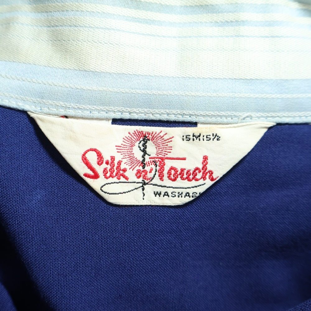 VINTAGE(ヴィンテージ) 50S VINTAGE SILKN'TOUCH ヴィンテージ シルクタッチ レーヨン オープンカラー半袖シャツ ブルー