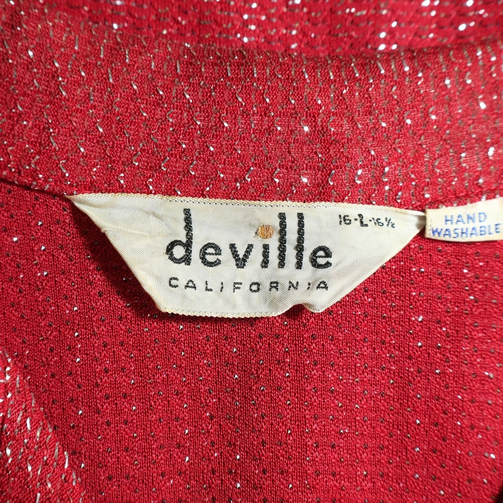 VINTAGE(ヴィンテージ) 推定 50S VINTAGE deville デビル ハーフボタン ヴィンテージ 半袖ラメシャツ レッド