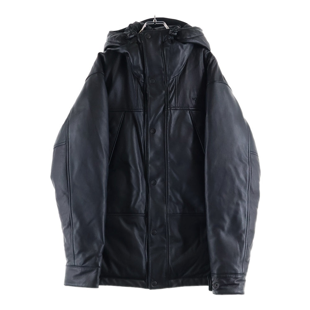 THE NORTH FACE PURPLE LABEL(ノースフェイスパープルレーベル) MOUNTAIN DOWN LEATHER JACKET マウンテン レザー フーデッドダウンジャケット ブラック ND2868N