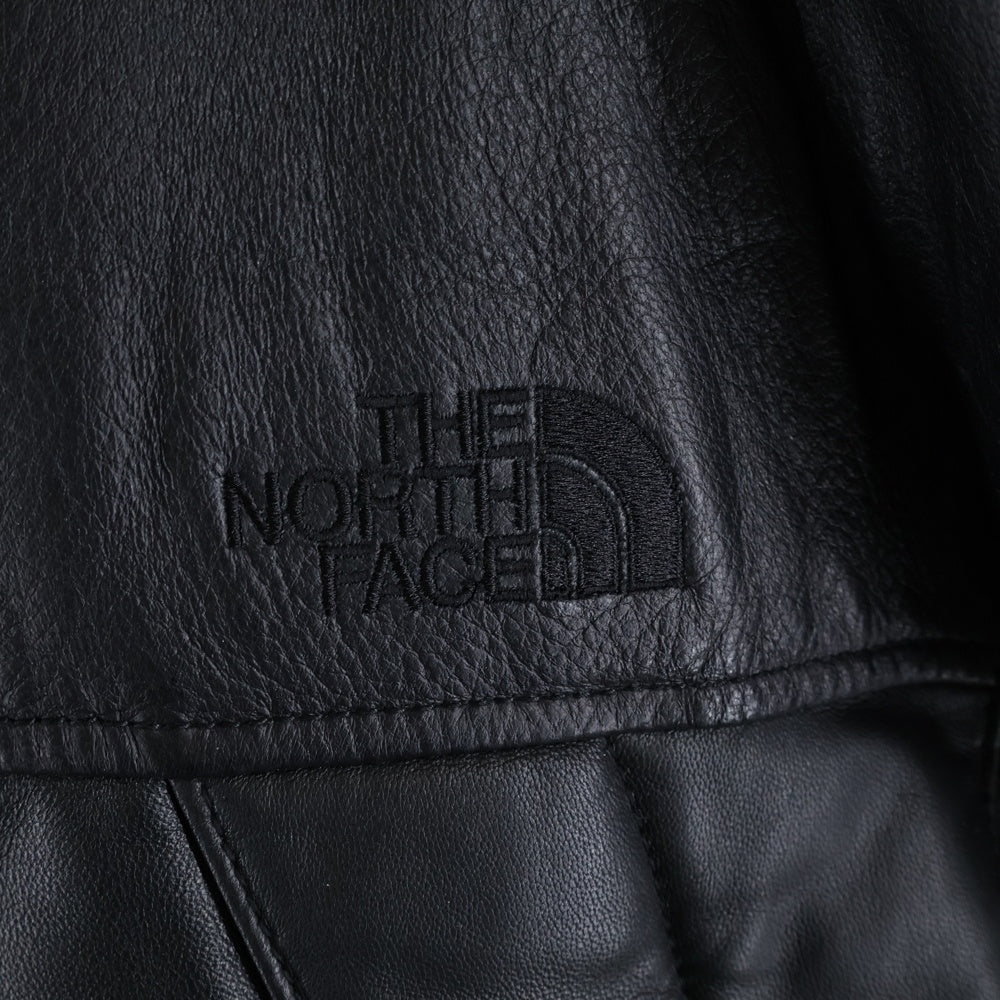 THE NORTH FACE PURPLE LABEL(ノースフェイスパープルレーベル) MOUNTAIN DOWN LEATHER JACKET マウンテン レザー フーデッドダウンジャケット ブラック ND2868N