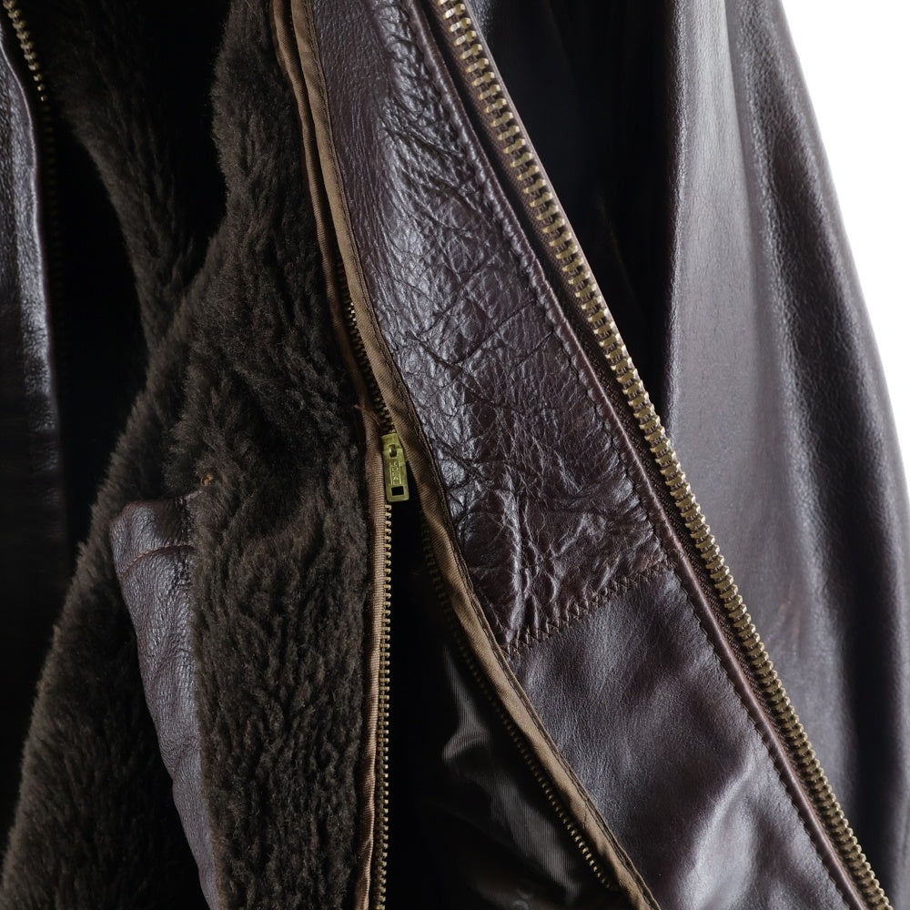 SCHOTT(ショット) 80S VINTAGE 642VS ヴィンテージ 茶タグ ボアライナー付き ステアハイド ジップアップ レザー シングルライダース ジャケット ブラウン