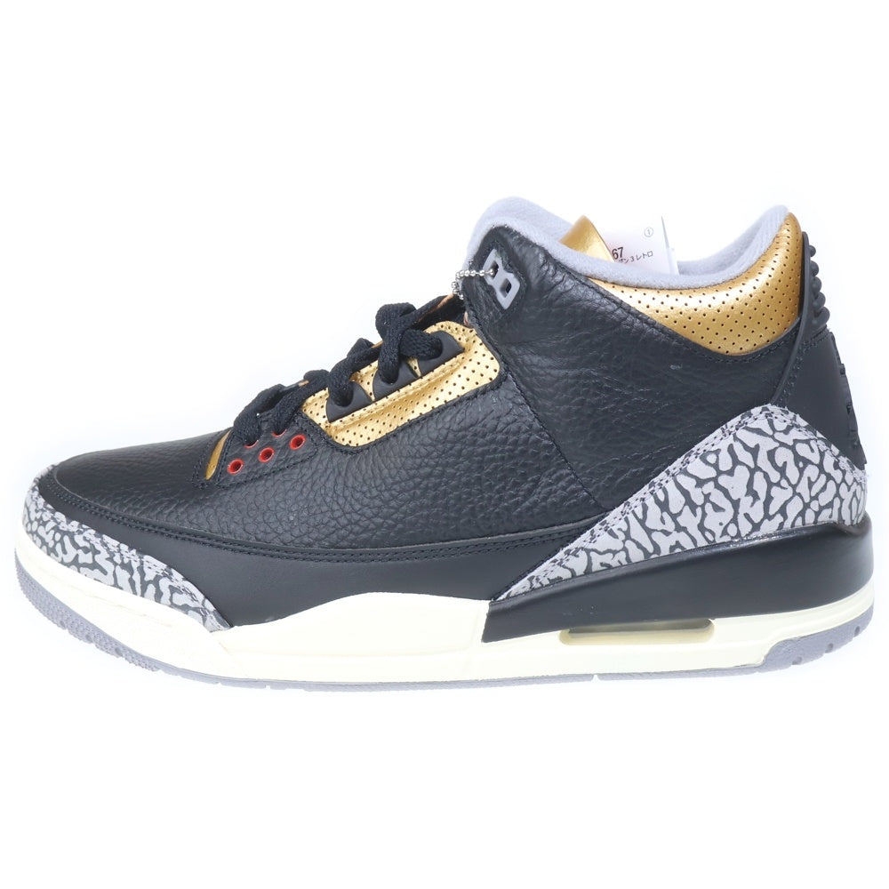 NIKE(ナイキ) WMNS AIR JORDAN 3 RETRO ウィメンズ エアジョーダン3 レトロ ハイカットスニーカー ブラック/ゴールド US12/29cm CK9246-067