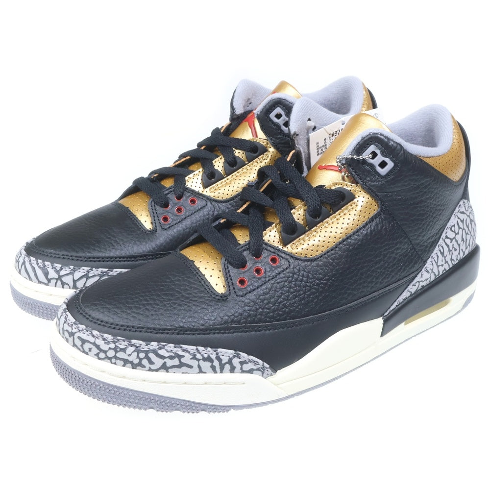 NIKE(ナイキ) WMNS AIR JORDAN 3 RETRO ウィメンズ エアジョーダン3 レトロ ハイカットスニーカー ブラック/ゴールド US12/29cm CK9246-067