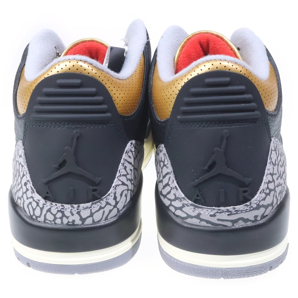 NIKE(ナイキ) WMNS AIR JORDAN 3 RETRO ウィメンズ エアジョーダン3 レトロ ハイカットスニーカー ブラック/ゴールド US12/29cm CK9246-067