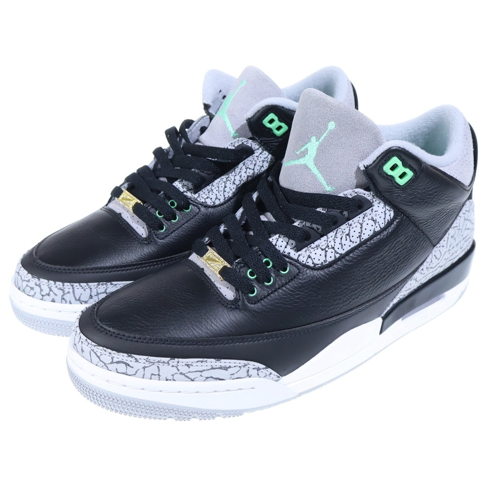NIKE(ナイキ) AIR JORDAN 3 RETRO GREEN GLOW エアジョーダン3 レトロ グリーングロー ハイカットスニーカー ブラック/グレー US10.5/28.5cm CT8532-031