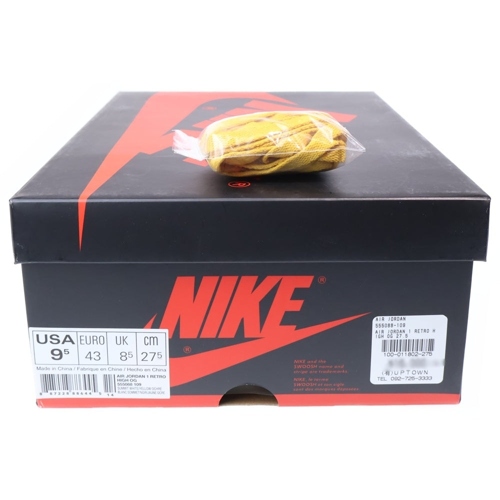 NIKE(ナイキ) AIR JORDAN 1 RETRO HIGH OG YELLOW OCHRE エアジョーダン 1 オークル ハイカットスニーカー イエロー/ブラック US9.5/27.5cm 555088-109