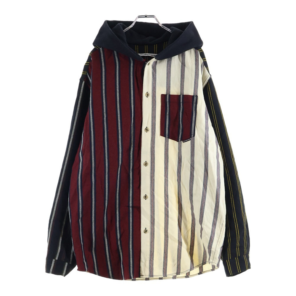 ALEXANDER WANG(アレキサンダーワン) LOCHARRON WOOL SHIRT ロキャロン ウール ボタンダウン フーデッド シャツ ジャケット マルチ