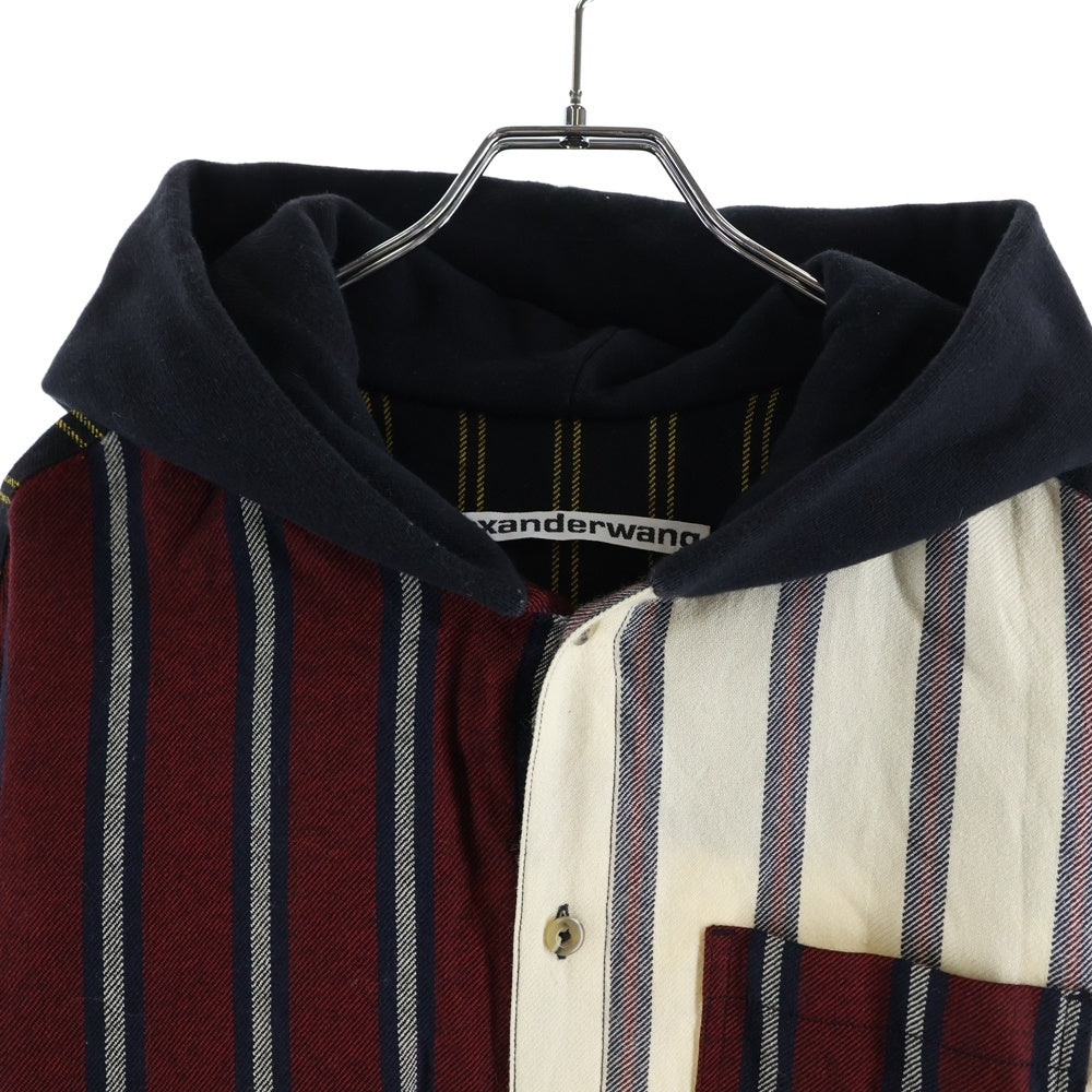 ALEXANDER WANG(アレキサンダーワン) LOCHARRON WOOL SHIRT ロキャロン ウール ボタンダウン フーデッド シャツ ジャケット マルチ