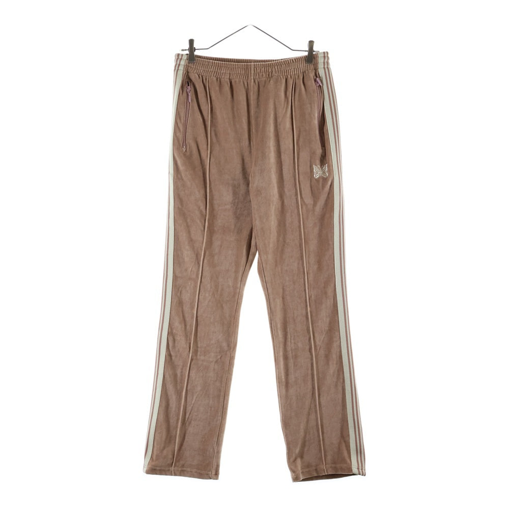 Needles(ニードルス) 23SS NARROW TRACK PANTS ロゴ刺繍 ナロー ベロア トラックパンツ ブラウン MR293