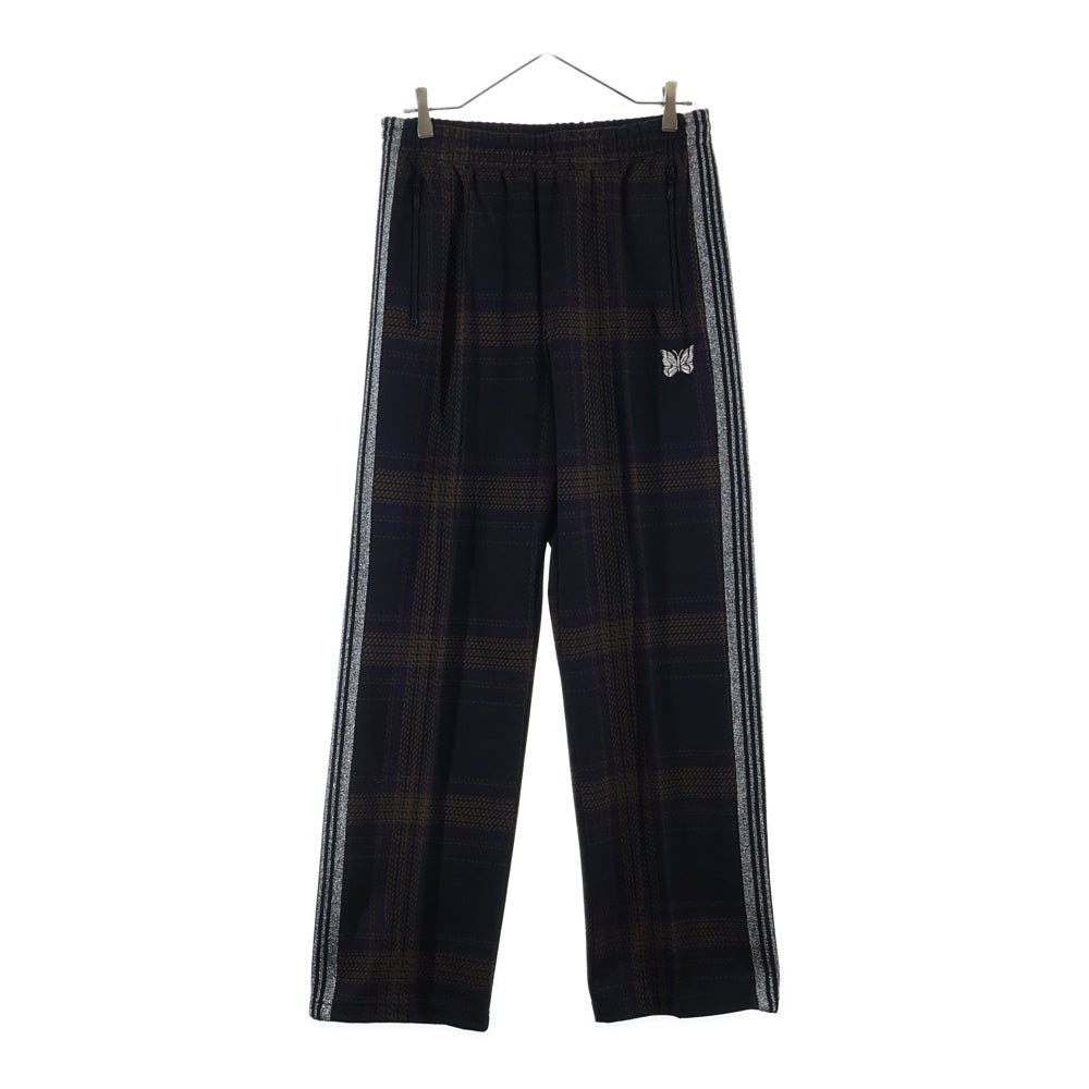 Needles(ニードルス) 23AW POLY SMOOTH TRACK PANT ポリ スムース タータンチェック トラックパンツ ブラウン/シルバー NS1502