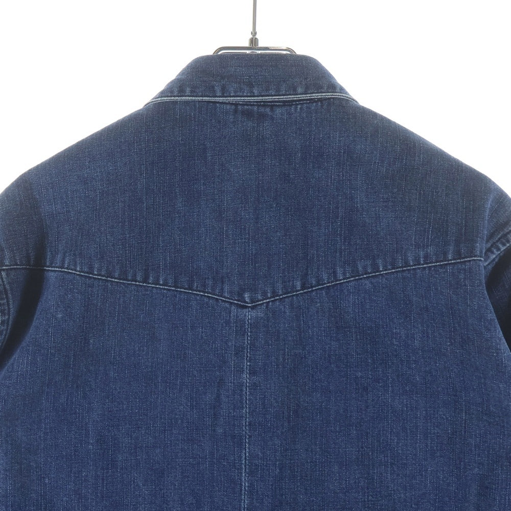 CHROME HEARTS(クロムハーツ) OLD DENIM WESTERN オールド クロスボールボタン 袖裾レザークロスパッチ デニムウエスタン長袖シャツ インディゴ
