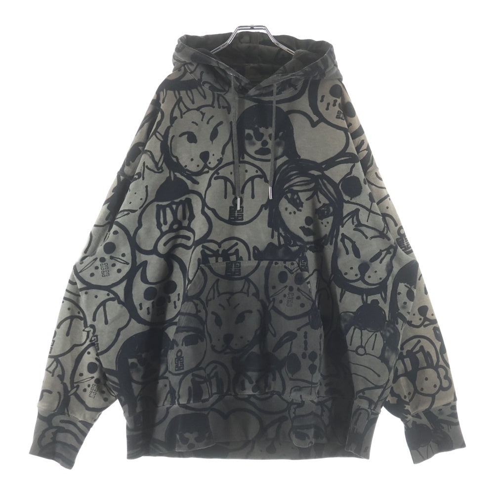 GIVENCHY(ジバンシィ) 22SS ×CHITO BANDANA OVERSIZED HOODIE バンダナ オーバーサイズド 裏起毛 スウェットプルオーバーパーカー グレー BMJ0E530S5