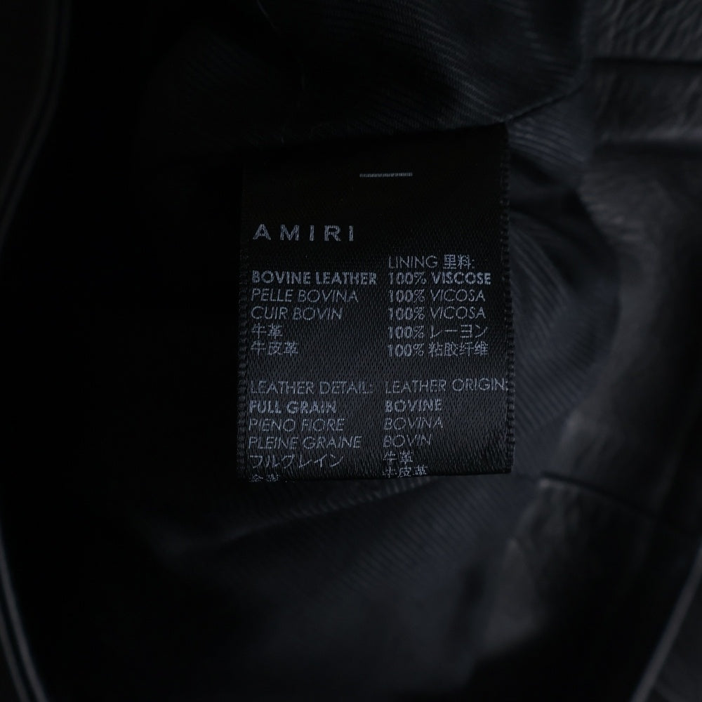 AMIRI(アミリ) フルグレインレザー クロップド ダブルライダースジャケット レディース ブラック