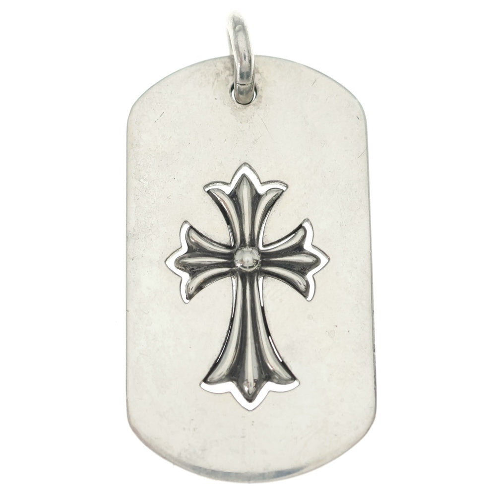 CHROME HEARTS(クロムハーツ) D TAG LRG TNY CRS カットアウトタイニークロス ラージドッグタグネックレストップ シルバー