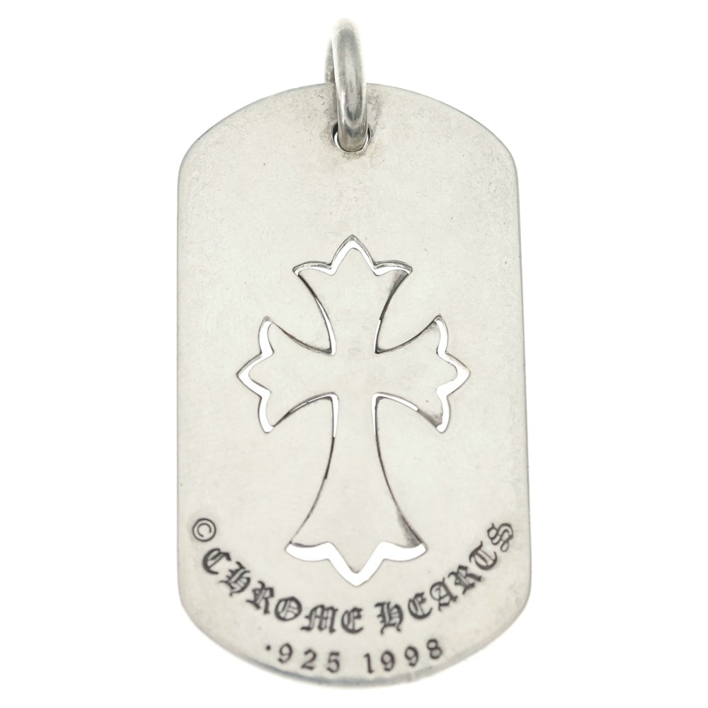 CHROME HEARTS(クロムハーツ) D TAG LRG TNY CRS カットアウトタイニークロス ラージドッグタグネックレストップ シルバー