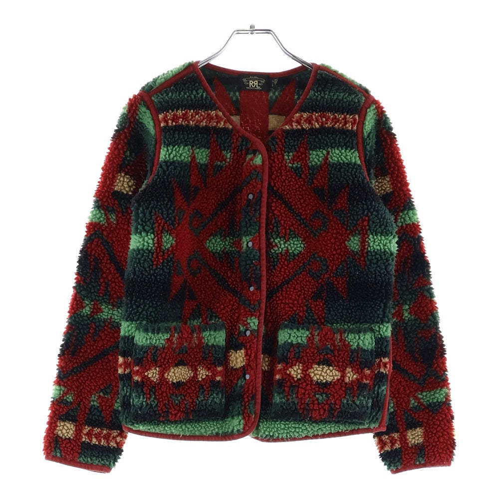 RRL(ダブルアールエル) ネイティブ柄 スナップボタン ボアジャケット レディース レッド