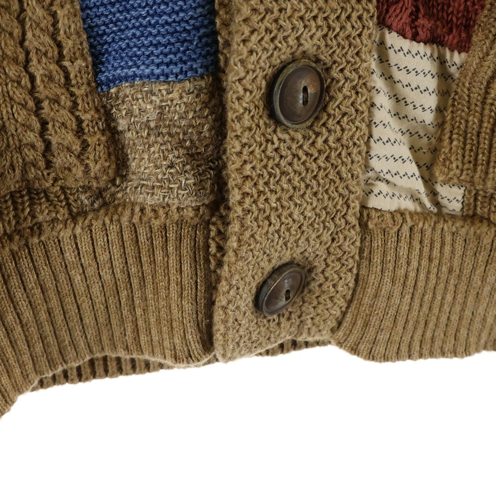 RRL(ダブルアールエル) LIMITED EDITION PATCHWORK CARDIGAN リミテッドエディション パッチワーク ニットカーディガン セーター レディース ブラウン