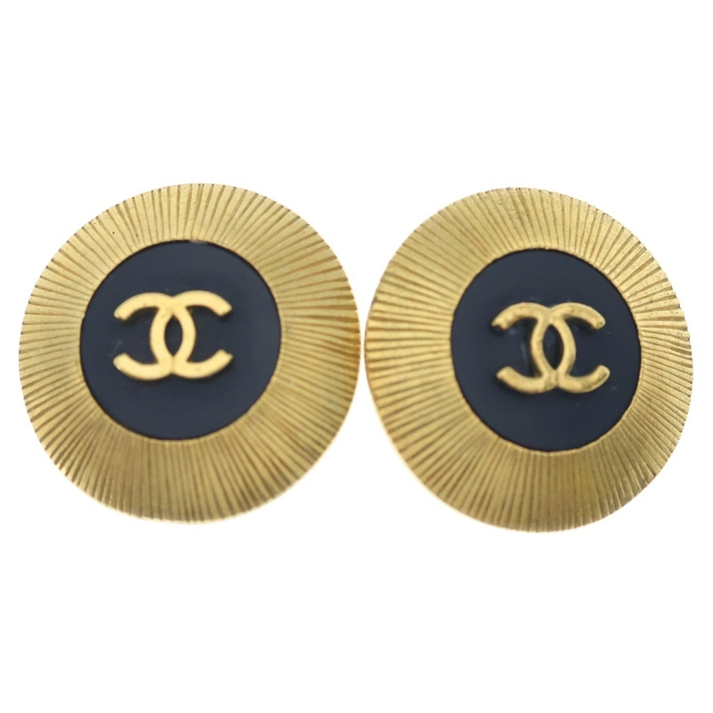 CHANEL(シャネル) 95P ココマーク オーバルイヤリング ピアス ゴールド/ブラック レディース
