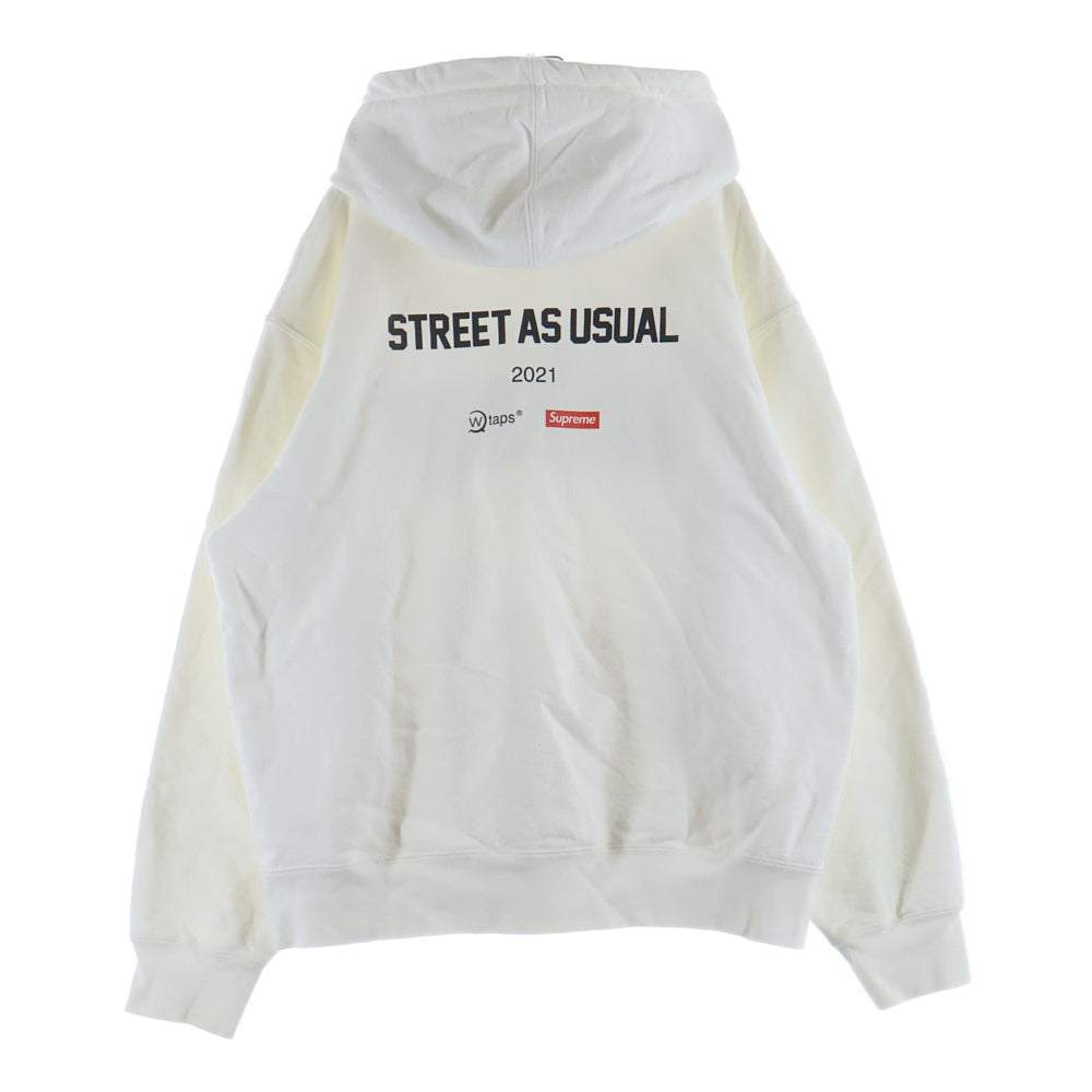 SUPREME(シュプリーム) 21AW ×WTAPS Sic'em! Hooded Sweatshirt ダブルタップス シックエム フロント刺繍 スウェット プルオーバーパーカー ホワイト
