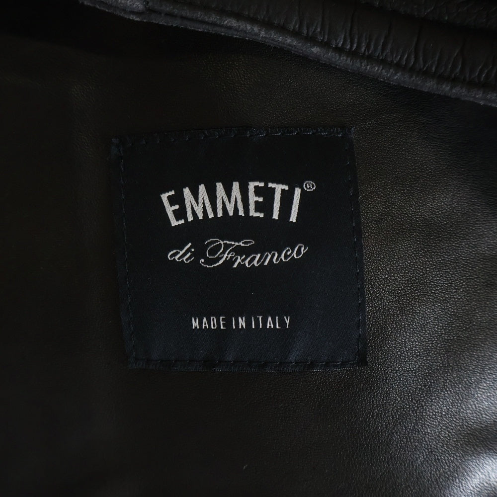 EMMETI(エンメティ) H MOUTON 干場義雅別注 アッカムートン 裏地ボア シングルライダースジャケット ブラック