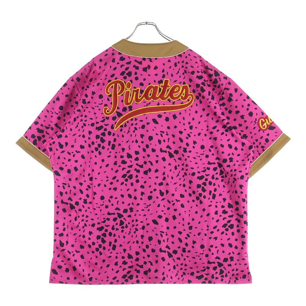 GUCCI(グッチ) バックロゴレオパード総柄 オーバーサイズベースボールシャツ ピンク 726039 XJE4V